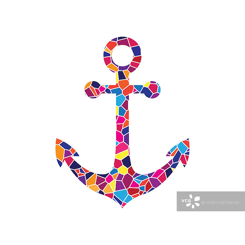 白色背景上的锚点图标彩色玻璃图片素材