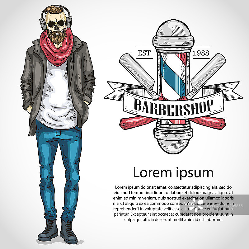 带危险剃刀的理发店宣传单图片素材