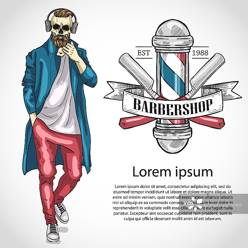 带危险剃刀的理发店宣传单图片素材