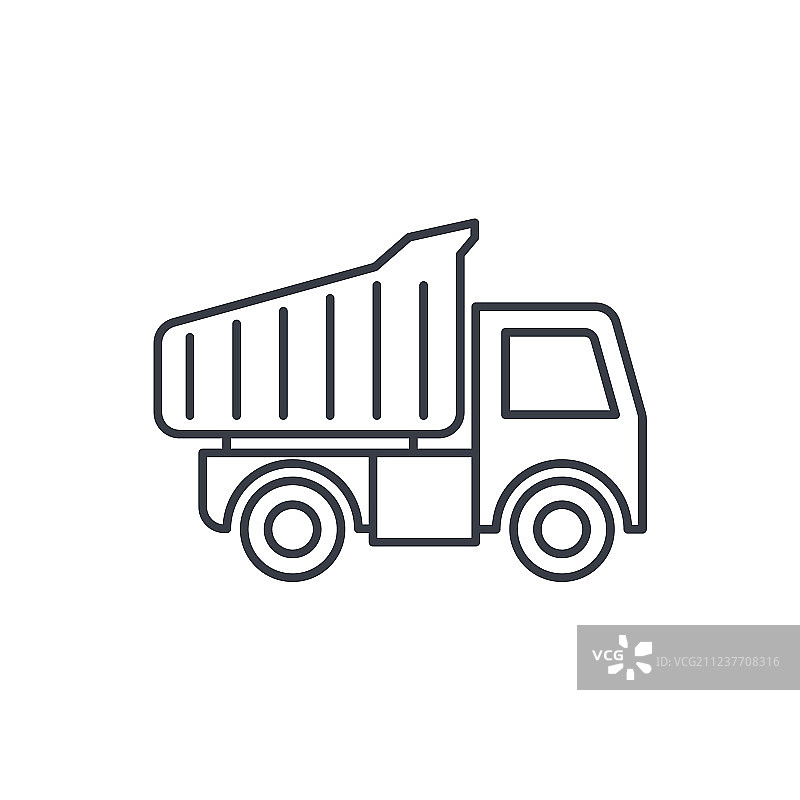 自卸卡车细线线性图标图片素材