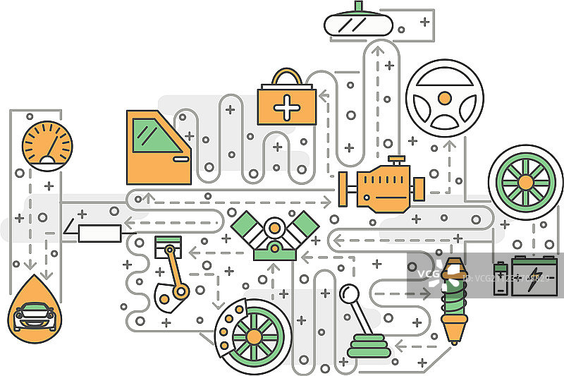 细线艺术汽车零件海报banner图片素材