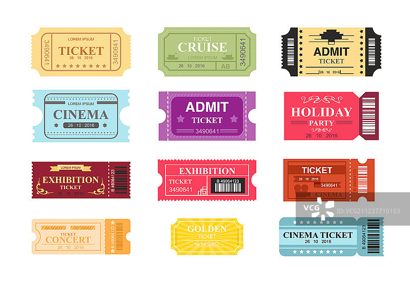 彩色票券合集图片素材