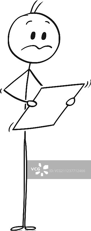 阅读的沮丧男人或商人卡通图片素材