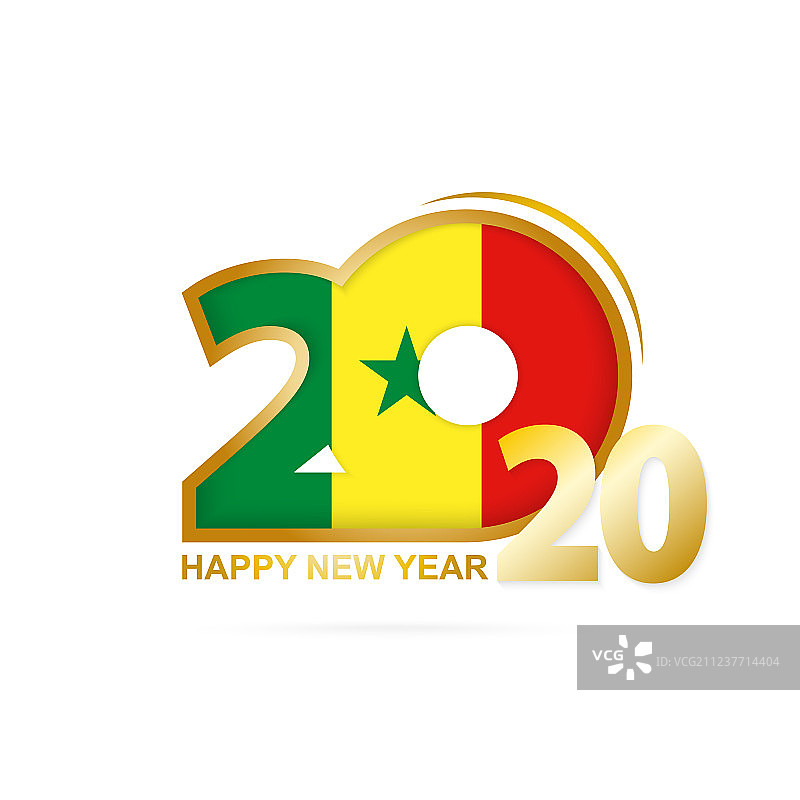 2020年塞内加尔旗帜图案新年快乐图片素材