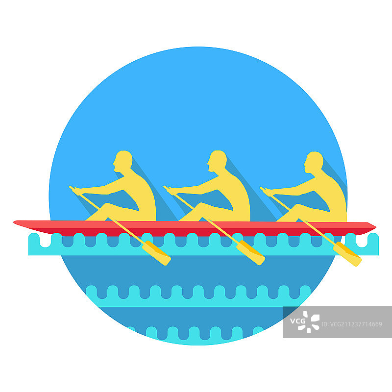 皮划艇运动图标（扁平风格）图片素材