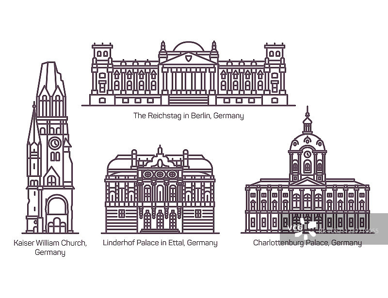 德国建筑细线图片素材