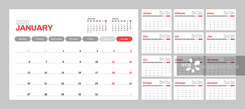 2020年简约风格日历图片素材
