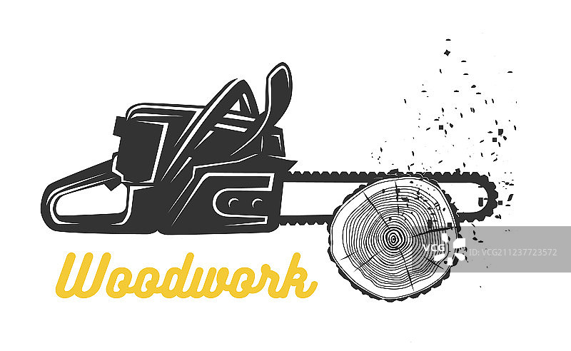 木工链锯标志模板图片素材