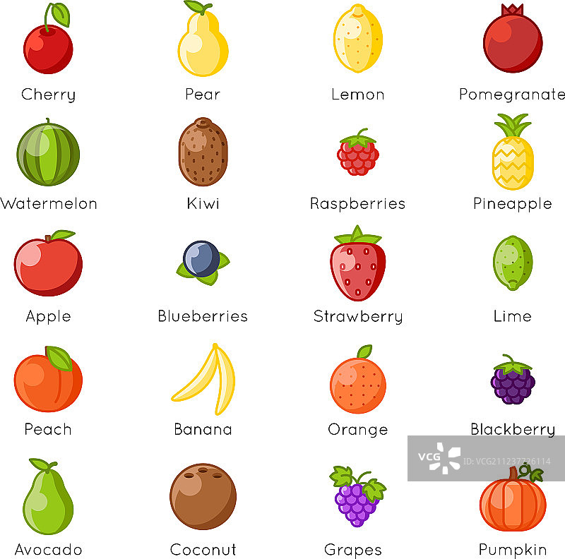 新鲜水果健康食品天然维生素卡通图片素材