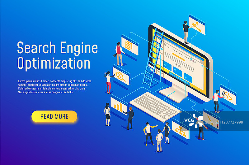 2.5D SEO优化网站团队电脑图片素材