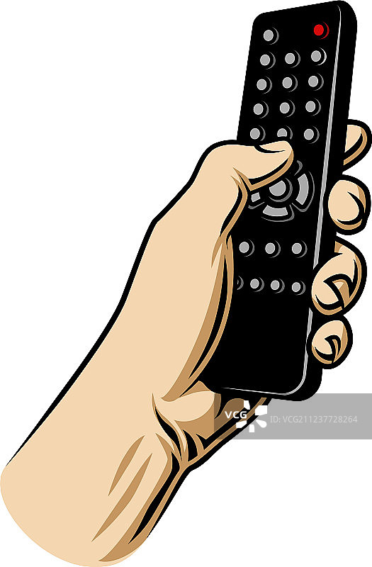 男人手持电视遥控器图片素材