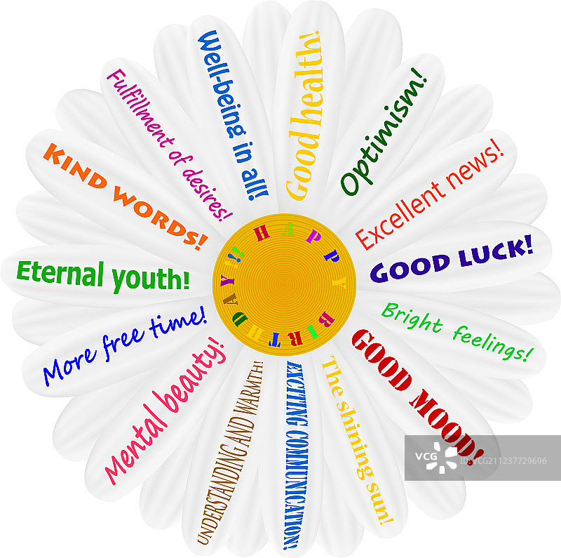 美丽雏菊上的生日贺卡祝福图片素材