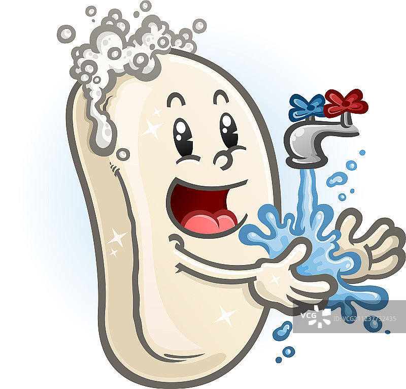 卡通肥皂角色洗手图片素材