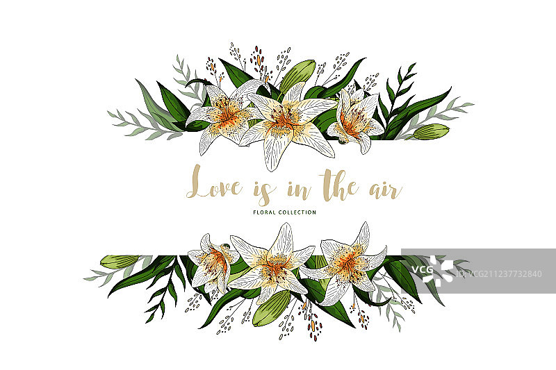 百合花婚礼邀请卡图片素材