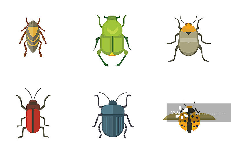 扁平风格昆虫设计图标合集图片素材