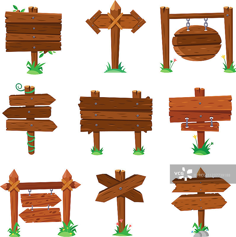 绿草地木板路上的标志牌图片素材