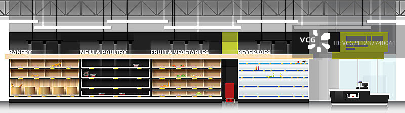 超市内部场景：空货架图片素材