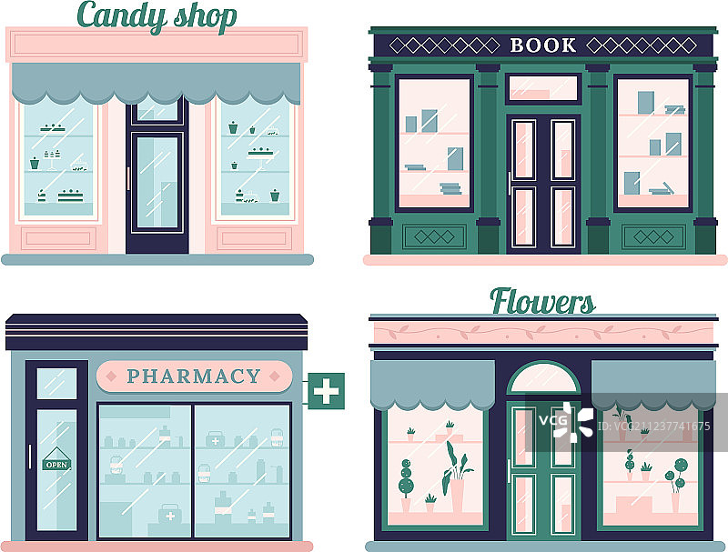 现代商店设置糖果店立面和城市图片素材