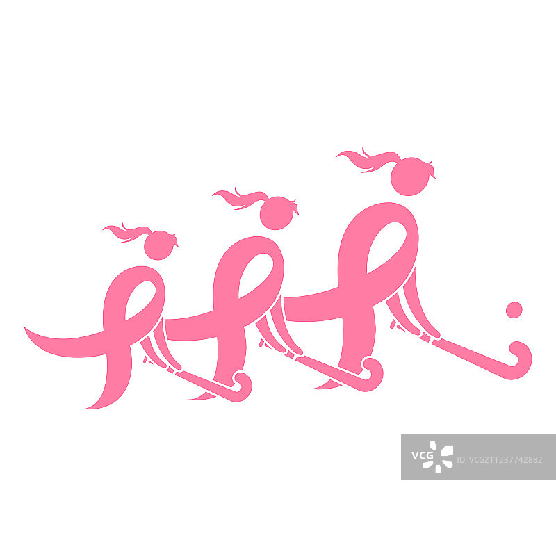 曲棍球乳腺癌宣传丝带图片素材