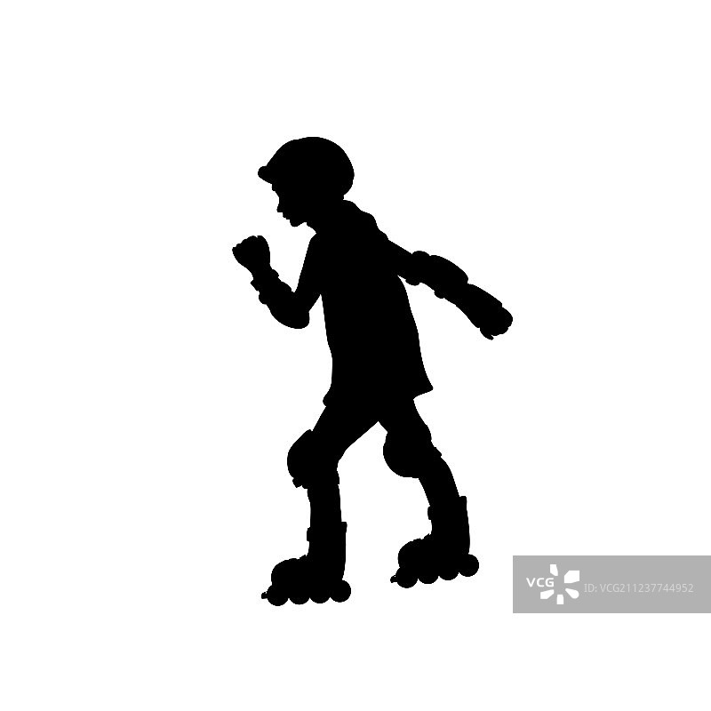 溜旱冰的女孩轮廓图片素材