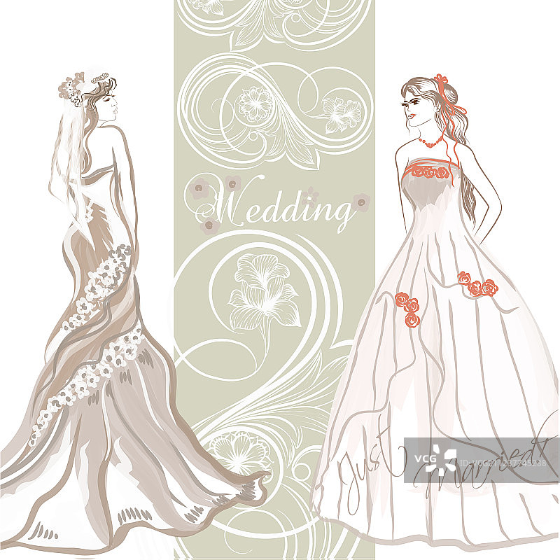 优雅的婚礼请柬搭配新娘图片素材