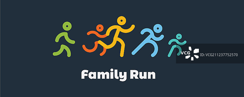 家庭趣味赛跑彩色跑者标志图片素材