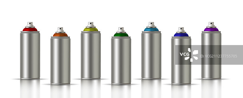 各种颜色的金属喷漆罐图片素材