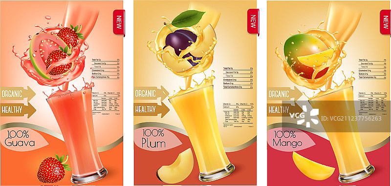 果汁飞溅水果标签图片素材