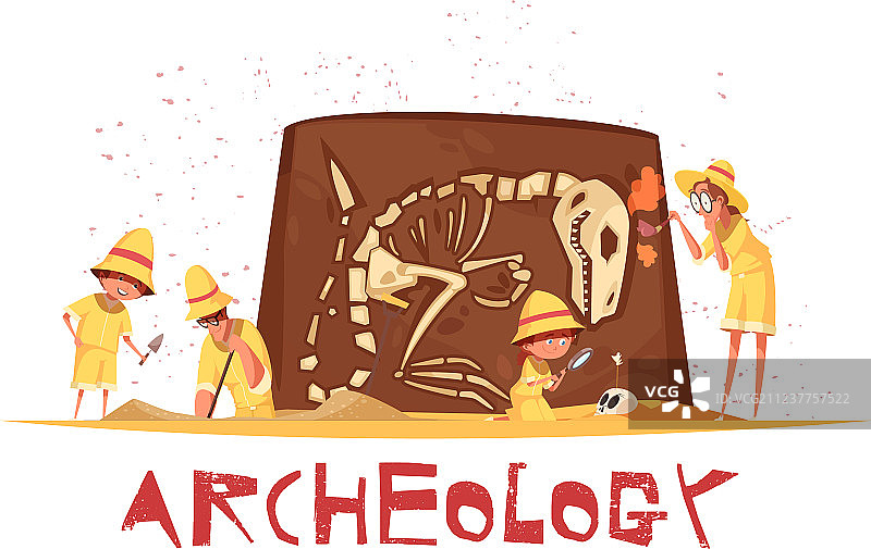 考古挖掘恐龙骨骼图片素材