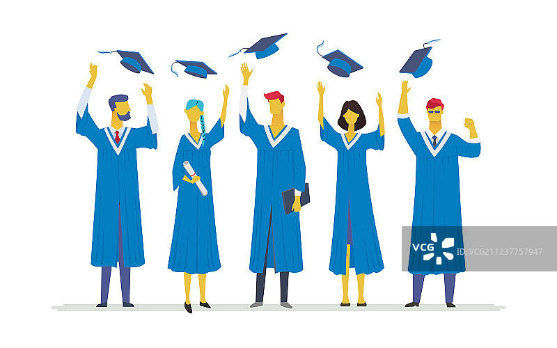 扁平风格的快乐毕业生图片素材