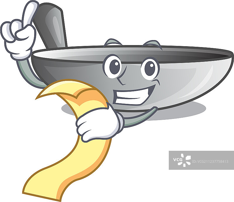 带菜单的卡通炒锅厨房用具图片素材