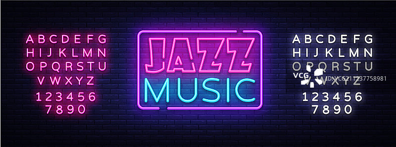 爵士音乐霓虹灯设计图片素材