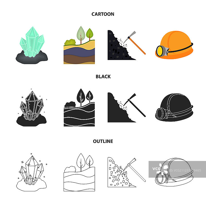 煤层晶体，镐头头盔图片素材