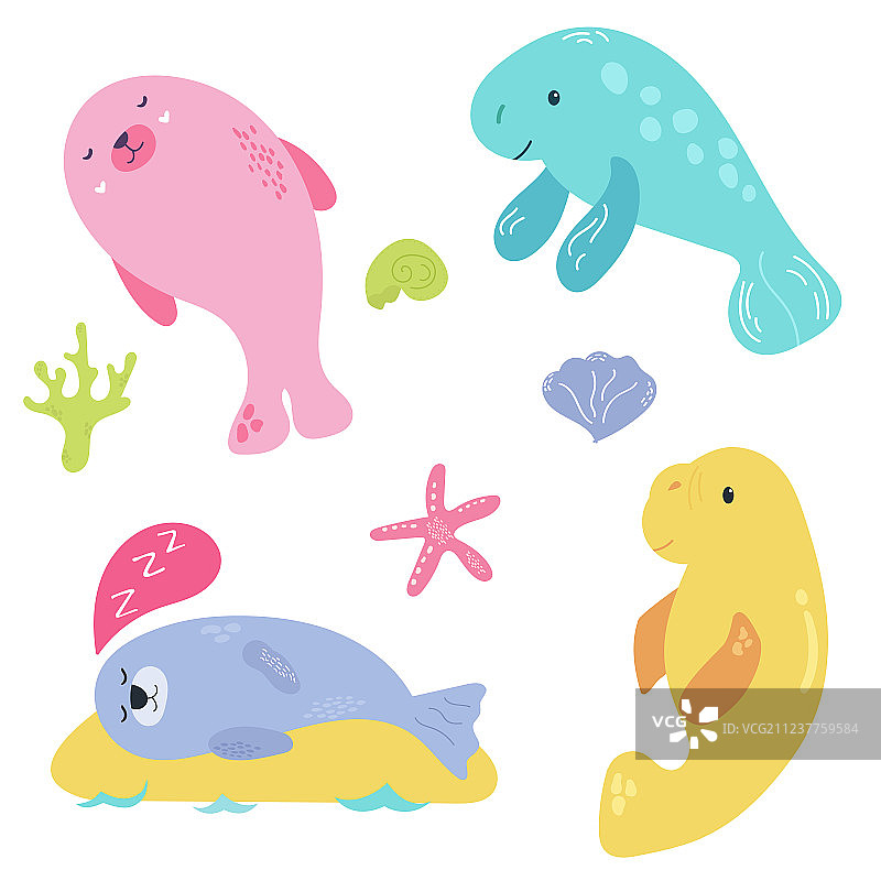 可爱的海洋动物图片素材