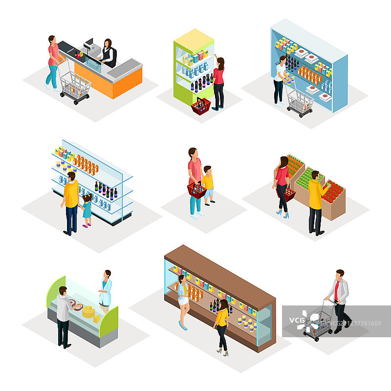 2.5D杂货店人物场景图片素材