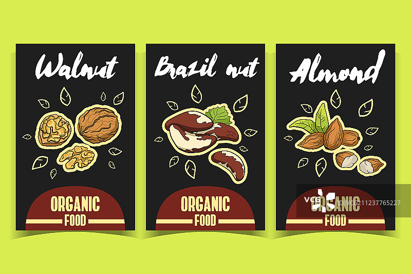 核桃巴西坚果杏仁标签图片素材