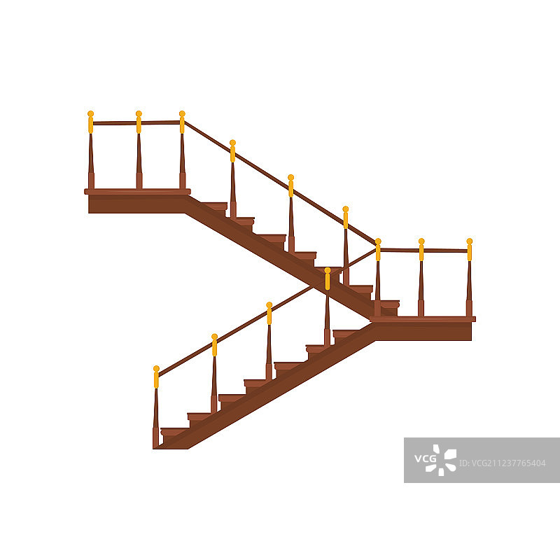 带扶手的木制室内楼梯（半景）图片素材