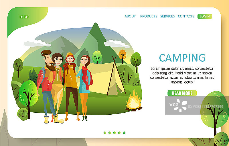夏令营露营网站着陆页图片素材