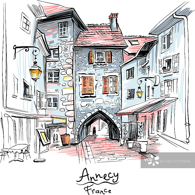 法国阿讷西古镇的墓门图片素材