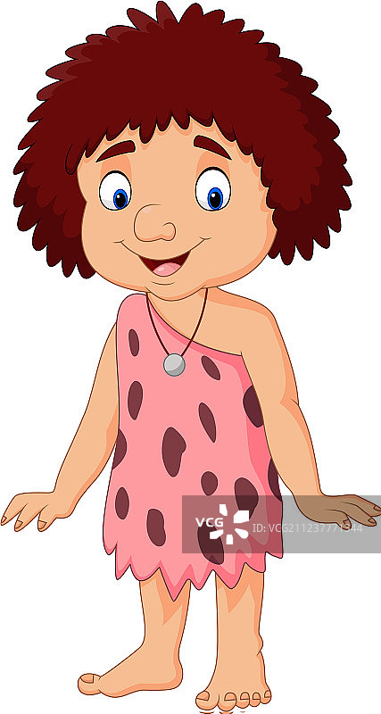 卡通原始小女孩图片素材