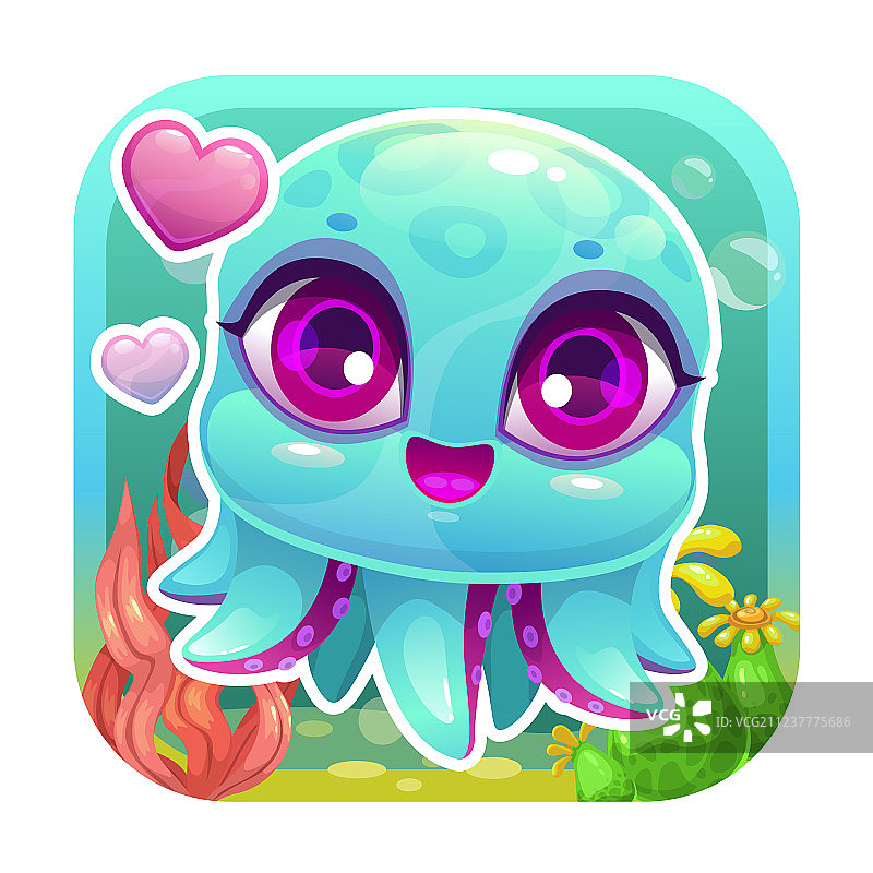 带有卡通小章鱼的App图标图片素材
