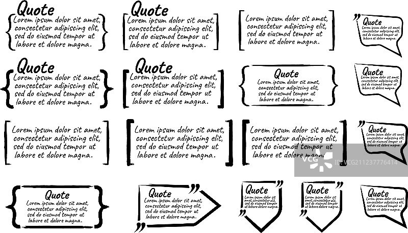 带文本图标和标签的引用空白组合图片素材