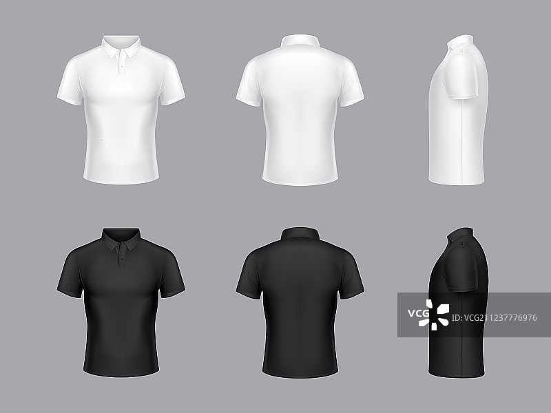 2.5D逼真白色和黑色Polo衫图片素材