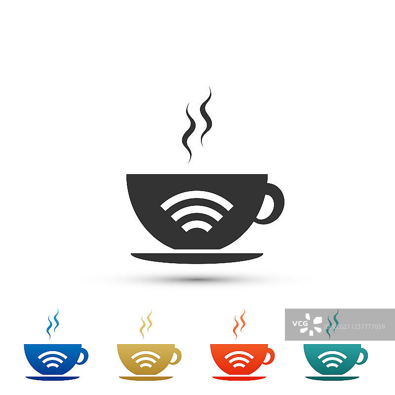 带有免费Wi-Fi标志的咖啡店图片素材