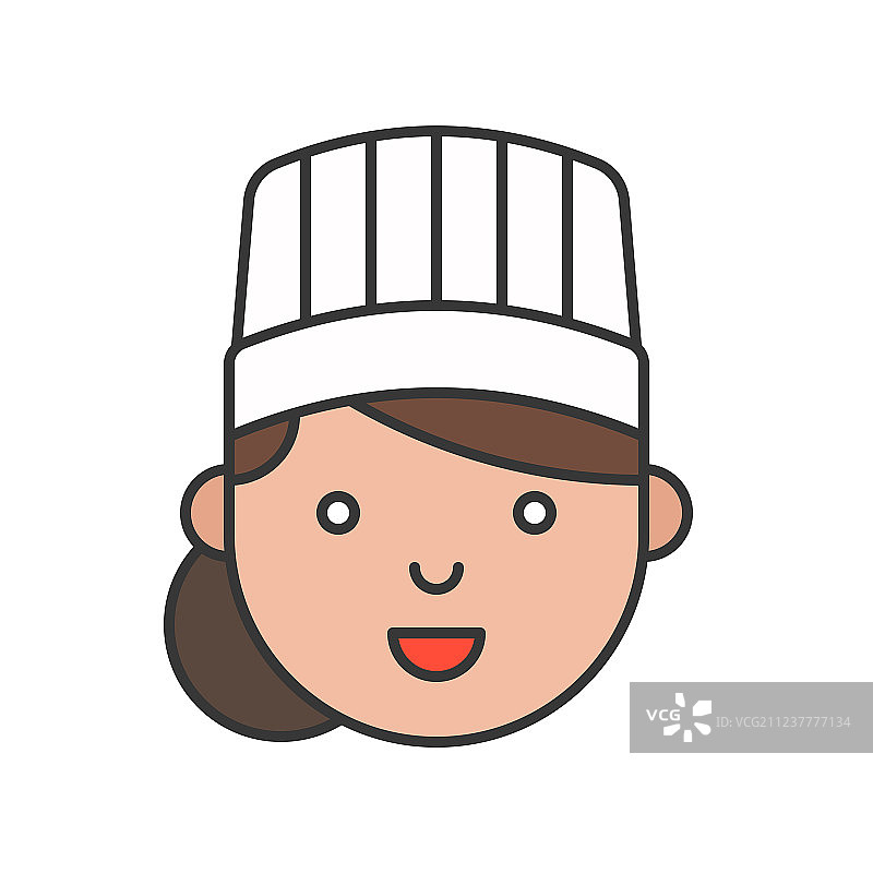 带轮廓的可编辑笔触厨师帽头像图片素材