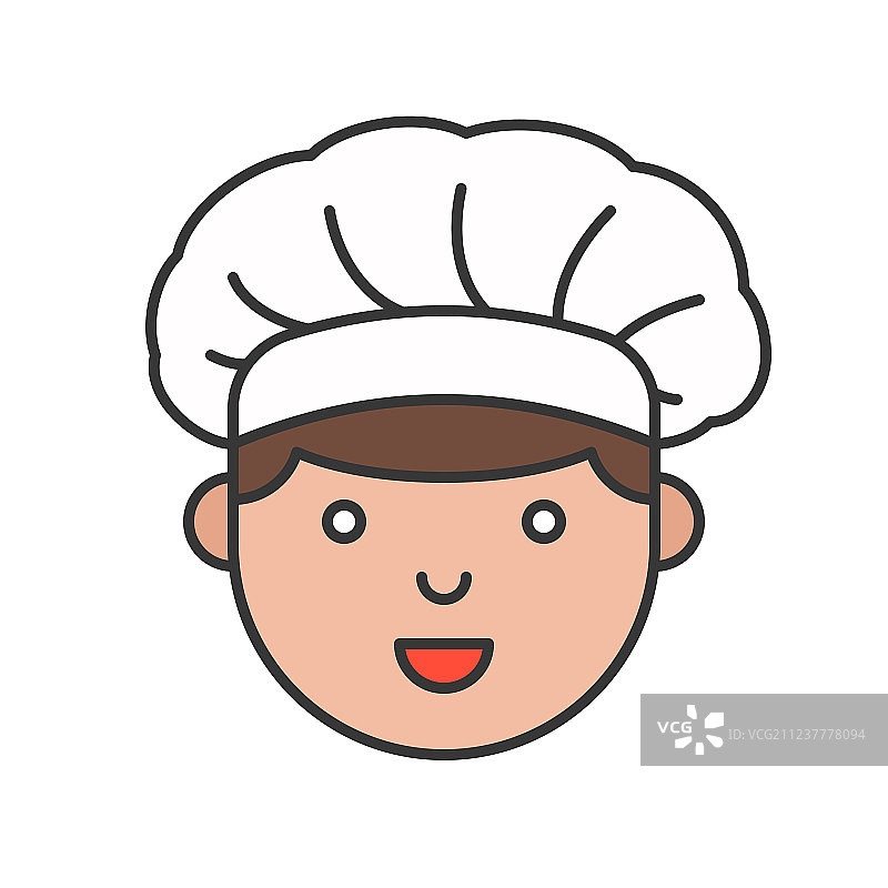 带轮廓的可编辑笔触厨师帽头像图片素材