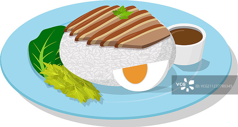 米饭上的炖猪蹄透视图图片素材