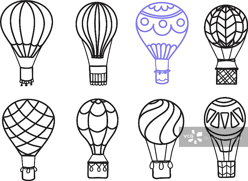 热气球轮廓图标合集图片素材