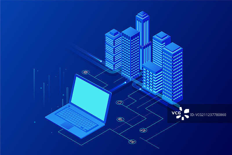 2.5D现代城市概念网站模板图片素材