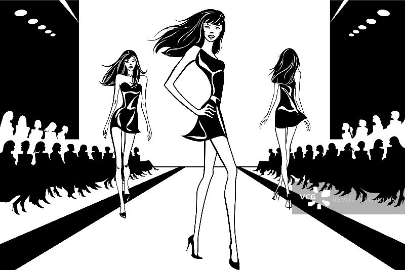 时装秀上的时尚模特图片素材